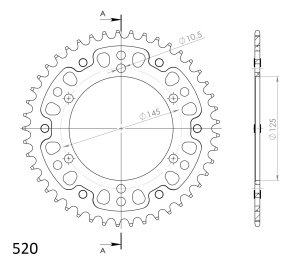 Rear sprocket SUPERSPROX STEALTH RST-855:45-GLD auriu 45T, 520 - Img 2
