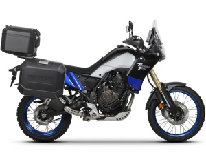 Set complet cutii aluminiu SHAD TERRA (negru), 37L cutie centrala 36L / 47L cutii laterale, incluzand kit montare si placa SHAD YAMAHA Tenere 700 XTZ690