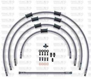 STANDARD Front brake hose kit Venhill POWERHOSEPLUS KAW-7002FB (5 conducte in kit) clear hoses, black fittings - Img 1
