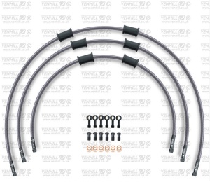 STANDARD Front brake hose kit Venhill POWERHOSEPLUS KAW-9003FB (3 conducte in kit) clear hoses, black fittings - Img 1