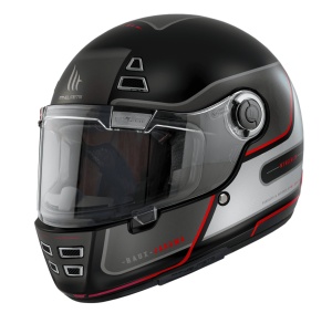Casca integrala MT Jarama Baux E15 rosu fluor mat - model Retro - Cafe Racer - Img 2