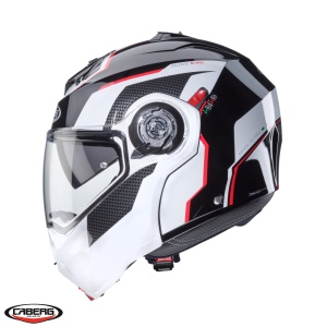 Casca modulabila (flip-up) Caberg Duke Evo Move M3 SV negru/alb/rosu lucios - Img 2