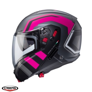 Casca modulabila (flip-up) Caberg model Horus X Road M1 gun metal (titanium)/negru/fuchsia (roz) mat Pinlock ready - lentila Pinlock inclusa - Img 2