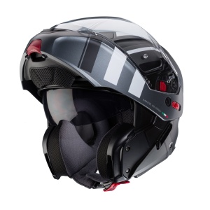 Casca modulabila (flip-up) Caberg model Horus X Road M4 negru/gun metal (titanium)/alb mat Pinlock ready - lentila Pinlock inclusa - Img 4