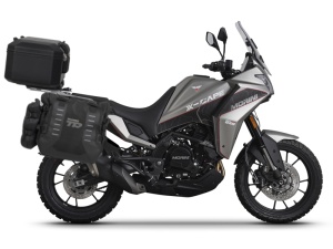 Complete set of SHAD TERRA TR40 adventure saddlebags and SHAD TERRA BLACK aluminium 48L topcase, including mounting kit SHAD Moto Morini X-Cape 649