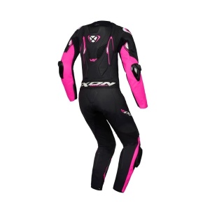 Costum (combinezon) motociclete femei piele Ixon vara model Vortex 3 LS culoare: negru/roz/alb - Img 2