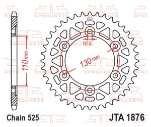 Foaie spate ALU JT JTA 1876-42BLK 42T, 525 Negru - Img 2