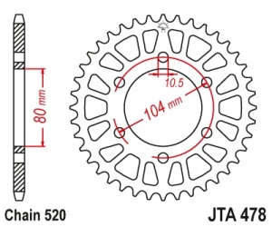 Foaie spate ALU JT JTA 478-46BLK 46T, 520 Negru - Img 2