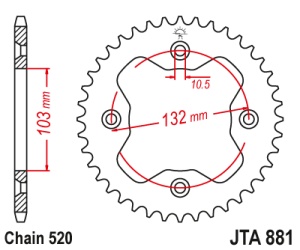 Foaie spate ALU JT JTA 881-38BLK 38T, 520 Negru - Img 2