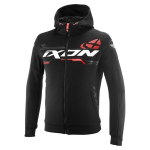 Geaca (hanorac tip hoodie) motociclete barbati Urban Ixon vara model Touchdown Ultra MS culoare: negru/alb/rosu