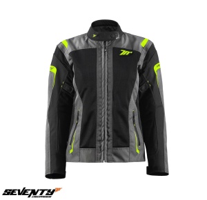 Geaca moto femei Seventy model SD-JT68 Sahara gri/galben fluor - Img 3