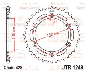 Kit de lant D.I.D Chain - Argintiu chain 428 VX, X-ring (X, NX, QX, XS), CHK front sprocket JT, CHK rear sprocket JT pentru HONDA XLR 125 R 1998-2001 - Img 7
