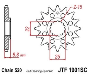 Kit de lant D.I.D Chain - Auriu chain 520 ERVT, X-ring (X, NX, QX, XS), CHK front sprocket JT, CHK rear sprocket JT pentru KTM XC-W 300 2024 - Img 3