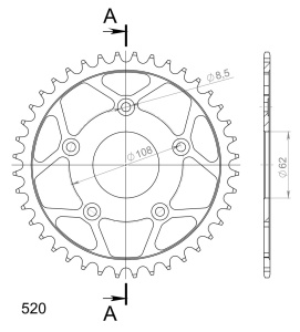 Kit de lant EK - Argintiu chain 520 H, Non-sealed, CHK front sprocket SUPERSPROX, CHK rear sprocket SUPERSPROX pentru APRILIA RS 125 2T 2004-2005 - Img 5