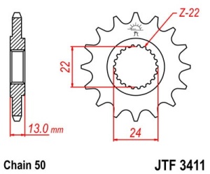 Pinion fata JT JTF 3411-16 16T, 530 - Img 2
