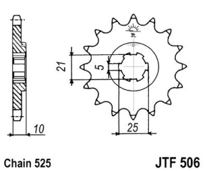 Pinion fata JT JTF 506-14 14T, 525 - Img 2