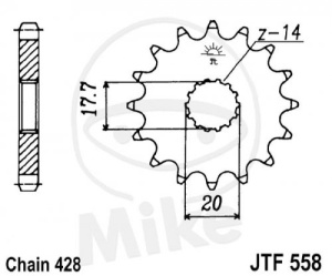 Pinion fata JT JTF 558-14 14T, 428 - Img 2