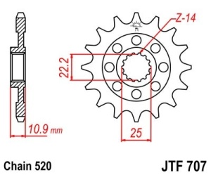 Pinion fata JT JTF 707-15 15T, 520 - Img 2