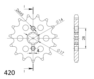 Pinion fata SUPERSPROX CST-1127:12 12T, 420 - Img 2