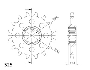 Pinion fata SUPERSPROX CST-1332:16 16T, 525 - Img 2
