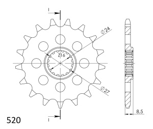 Pinion fata SUPERSPROX CST-1423:17 17T, 520 - Img 2