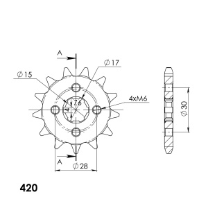 Pinion fata SUPERSPROX CST-253:13 13T, 420 - Img 2