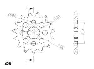 Pinion fata SUPERSPROX CST-259:16 16T, 428 - Img 2