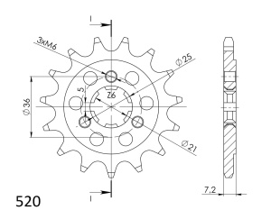 Pinion fata SUPERSPROX CST-437:16 16T, 520 - Img 2