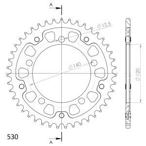 Rear sprocket SUPERSPROX STEALTH RST-1797:43-GLD auriu 43T, 530 - Img 2