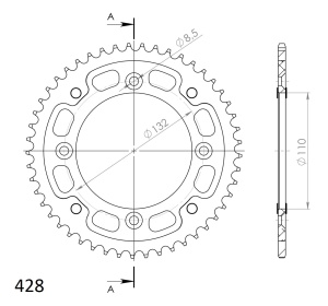 Rear sprocket SUPERSPROX STEALTH RST-898:49-ORG portocaliu 49T, 428 - Img 2