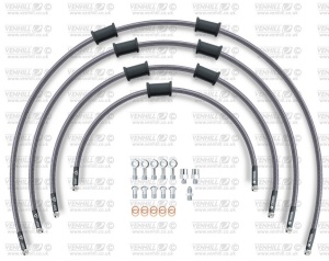 STANDARD Front brake hose kit Venhill POWERHOSEPLUS HON-10034F (4 conducte in kit) Clear hoses, chromed fittings - Img 1