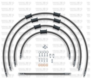 STANDARD Front brake hose kit Venhill POWERHOSEPLUS KAW-5007F-BK (5 conducte in kit) Black hoses, chromed fittings