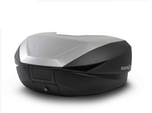 Top case SHAD SH59X D0B59200 negru cu capac de aluminiu (expandable concept) with PREMIUM SMART lock and backrest