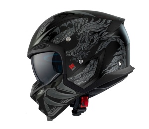Casca Axxis model Hunter SV ONI B2 gri mat mat (ochelari soare integrati) - masca (protectie) barbie si cozoroc detasabile - Img 3