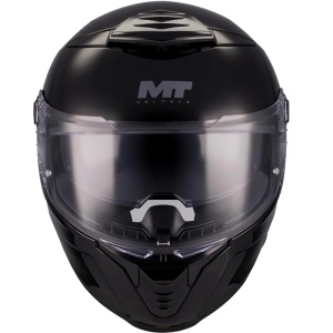 Casca MT Thunder 4 SV Pure A1 negru lucios, vedere frontala cu viziera inchisa