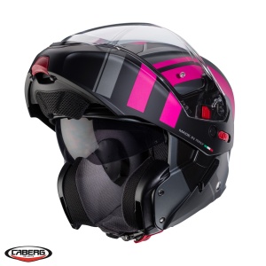 Casca modulabila (flip-up) Caberg model Horus X Road M1 gun metal (titanium)/negru/fuchsia (roz) mat Pinlock ready - lentila Pinlock inclusa - Img 3