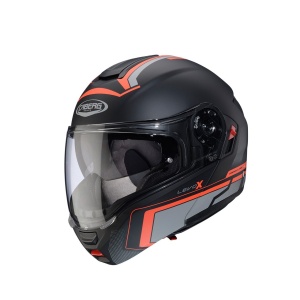 Casca modulabila (flip-up) Caberg model Levo X Elite L7 negru/gri/rosu fluor mat Pinlock ready - lentila Pinlock inclusa (fibra de sticla) - Img 6