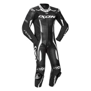 Costum (combinezon) motociclete barbati piele Ixon vara model Vortex 2 MS culoare: negru/alb