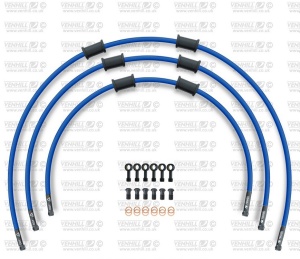 CROSSOVER Front brake hose kit Venhill POWERHOSEPLUS YAM-8009FB-SB (3 conducte in kit) Solid blue hoses, black fittings