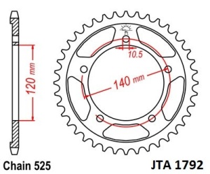 Foaie spate ALU JT JTA 1792-42 42T, 525 - Img 2