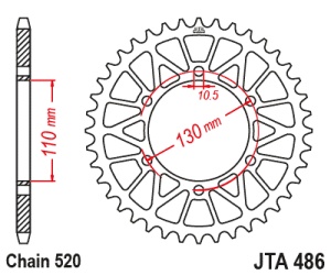 Foaie spate ALU JT JTA 486-46BLK 46T, 520 Negru - Img 2