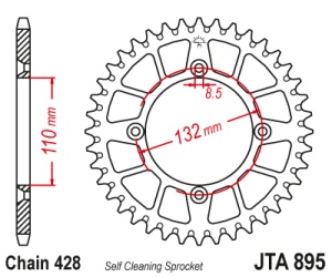 Foaie spate ALU JT JTA 895-49BLK 49T, 428 Negru - Img 2