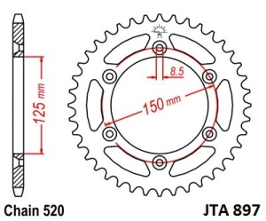 Foaie spate ALU JT JTA 897-47 47T, 520 - Img 2