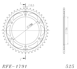 Foaie spate SUPERSPROX RFE-1791:44-BLK Negru 44T, 525 - Img 2