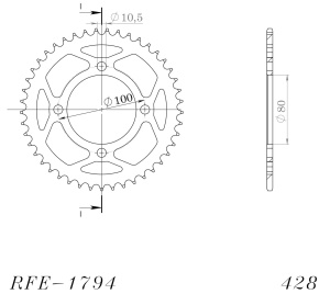 Foaie spate SUPERSPROX RFE-1794:45-BLK Negru 45T, 428 - Img 2