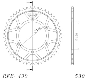 Foaie spate SUPERSPROX RFE-499:48-BLK Negru 48T, 530 - Img 2