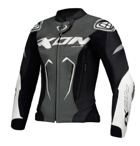 Geaca (jacheta) motociclete femei piele Racing Ixon vara model Vortex 3 LS culoare: negru/antracit/alb