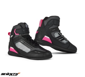 Ghete moto scurte Seventy Degress SD-BR2 Veloce Negru Roz