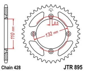 Kit de lant EK - Argintiu lant 428 SHDR, Non-sealed, pinion fata JT, foaie spate JT pentru KTM SX 85 2018-2024 - Img 5