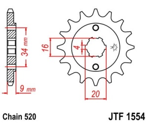 Kit de lant EK - Auriu chain 520 RRSM, Non-sealed, CHK front sprocket JT, CHK rear sprocket JT pentru YAMAHA TT-R 230 2005-2025 - Img 3